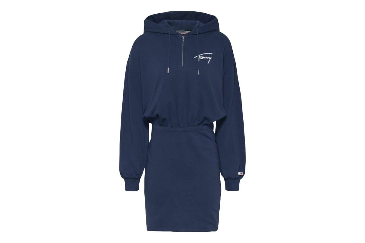 Tommy Jeans Tjw Signature Hoodie Dress Φόρεμα Mini (DW0DW12882 C87) Μπλέ